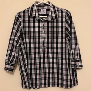 The Shirt by Rochelle Behrens size S black and white plaid popover